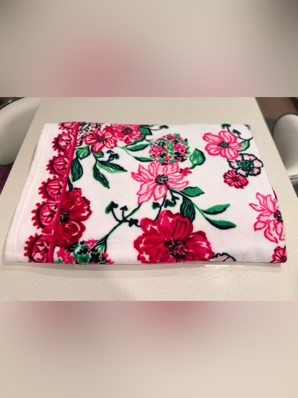 Lilly Pulitzer Plush Fleece Throw Blanket Floral Leopards Pink Green 47x63
